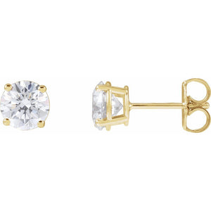 Lightweight Round Lab-Grown Diamond Stud Earrings In 14K Yellow Gold | 1-4 CTW