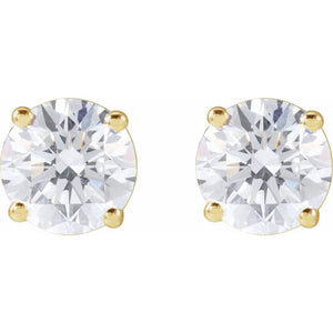 Lightweight Round Lab-Grown Diamond Stud Earrings In 14K Yellow Gold | 1-4 CTW