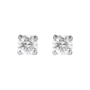 Lightweight Round Lab-Grown Diamond Stud Earrings In 14K White Gold | 1-4 CTW