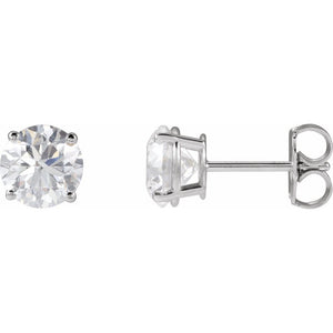 Lightweight Round Lab-Grown Diamond Stud Earrings In 14K White Gold | 1-4 CTW