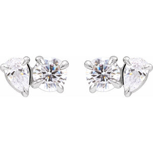 1 1/6 Ct Lab-Grown Diamond Two-Stone Stud Earrings In Solid 14K White Gold