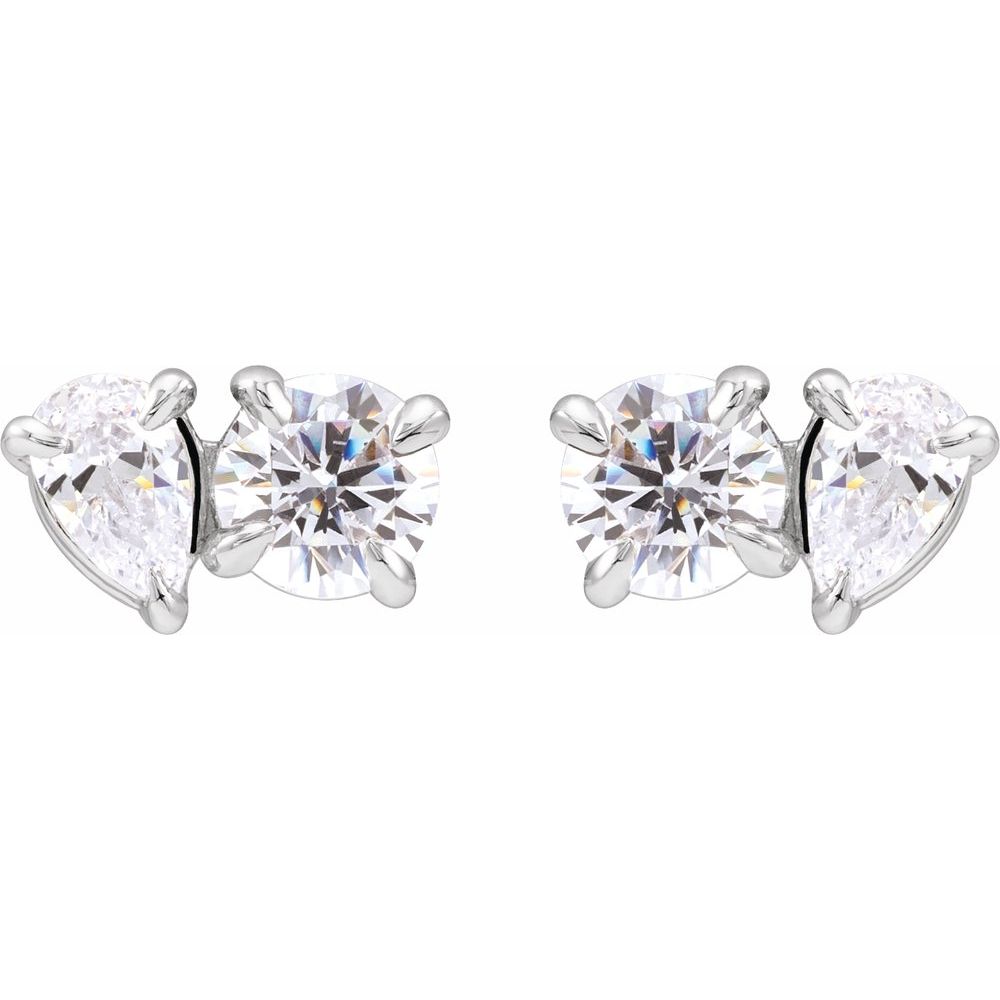 1 1/6 Ct Lab-Grown Diamond Two-Stone Stud Earrings In Solid 14K White Gold