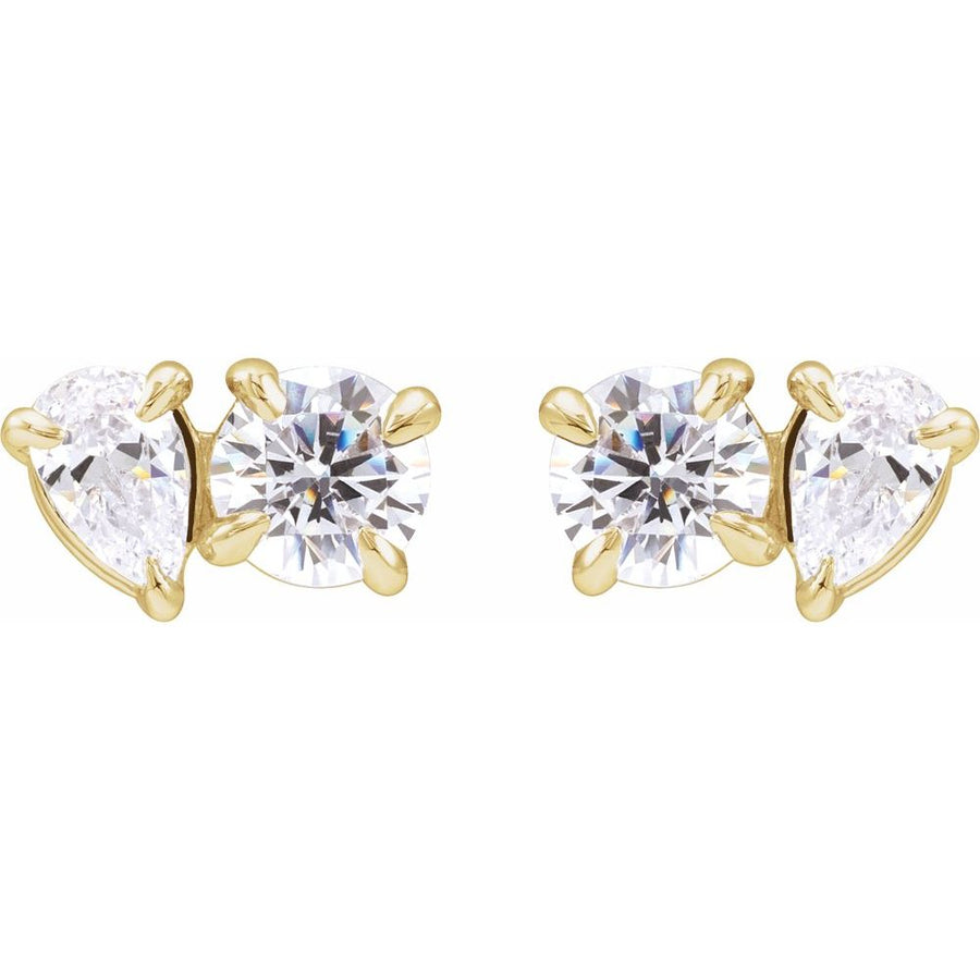 1 1/6 Ct Lab-Grown Diamond Two-Stone Stud Earrings In Solid 14K White Gold