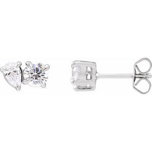 1 1/6 Ct Lab-Grown Diamond Two-Stone Stud Earrings In Solid 14K White Gold