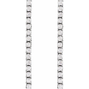 3/4 Ct Diamond Bar Drop Earrings In Solid 14K Yellow Gold