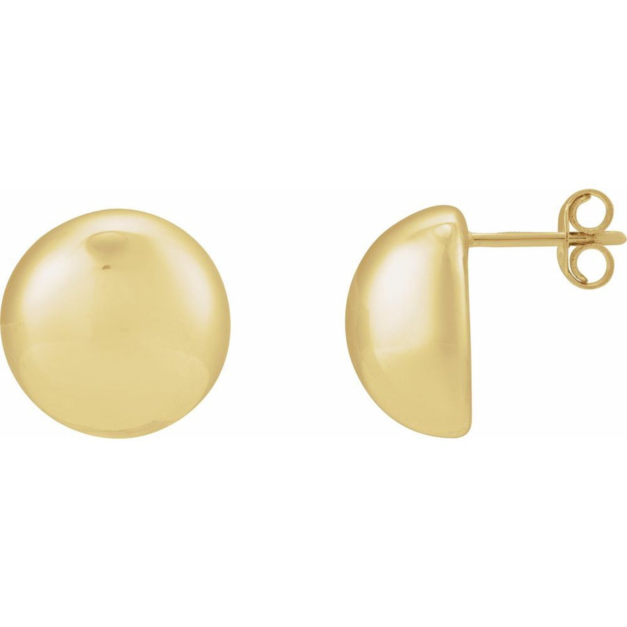 14K Yellow Gold 18 mm Electroform Dome Earrings