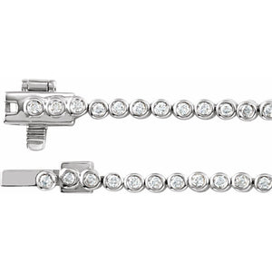 Endless Diamonds 5 And 1/5 Ct Bezel-Set Graduated Lab-Grown Round Diamond Line Necklace In Solid 14K White Gold