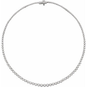 Endless Diamonds 5 And 1/5 Ct Bezel-Set Graduated Natural Round Diamond Line Necklace In Solid 14K White Gold