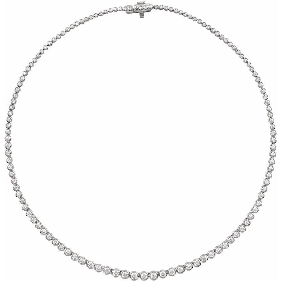 Endless Diamonds 5 And 1/5 Ct Bezel-Set Graduated Lab-Grown Round Diamond Line Necklace In Solid 14K Yellow Gold