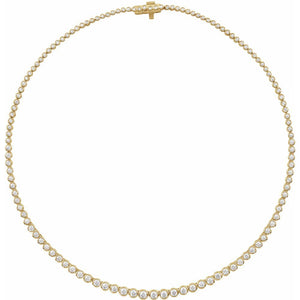 Endless Diamonds 5 And 1/5 Ct Bezel-Set Graduated Natural Round Diamond Line Necklace In Solid 14K Yellow Gold