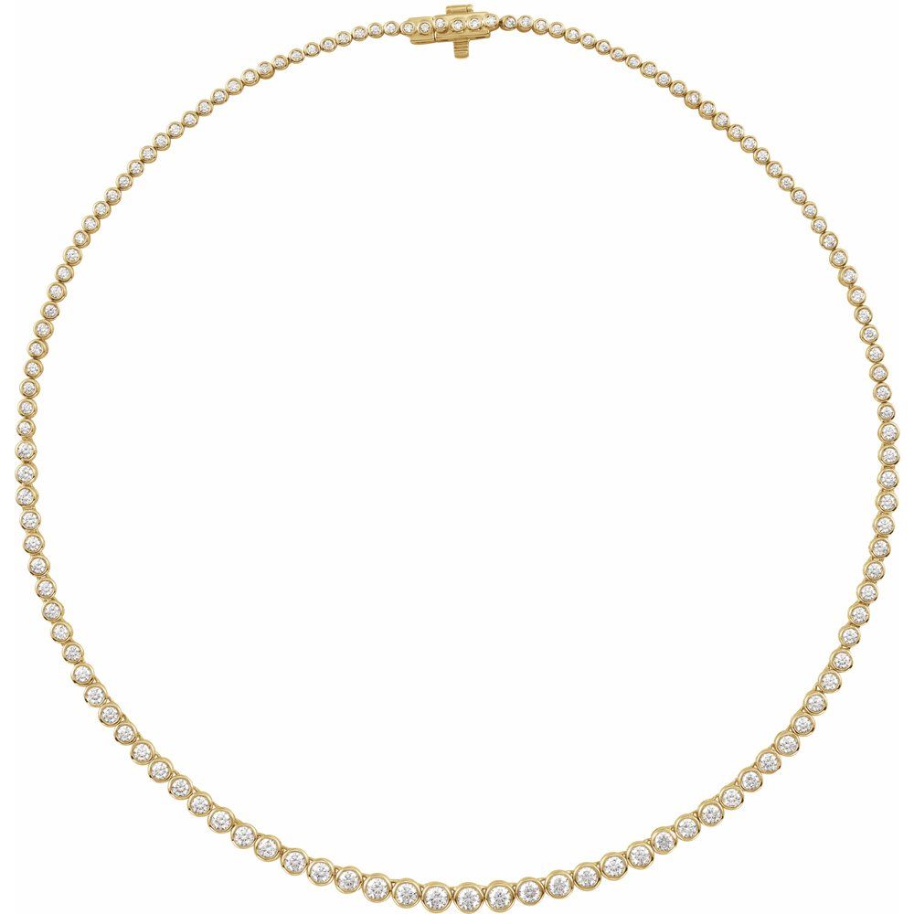 Endless Diamonds 5 And 1/5 Ct Bezel-Set Graduated Lab-Grown Round Diamond Line Necklace In Solid 14K Yellow Gold