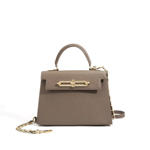 The Via Spiga 8.6 Inch Top Handle Leather Bag In Caramel