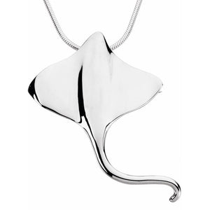 Large Stingray Brooch | Pendant In Sterling Silver