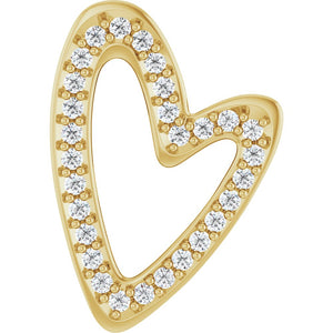 1/5 Ct Natural Diamond Dangling Heart Slide Necklace | Pendant In Solid 14K Yellow Gold