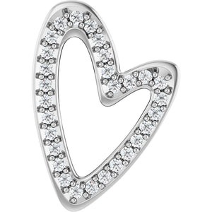 1/5 Ct Natural Diamond Dangling Heart Slide Necklace | Pendant In Solid 14K White Gold