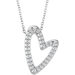 1/5 Ct Natural Diamond Dangling Heart Slide Necklace | Pendant In Platinum