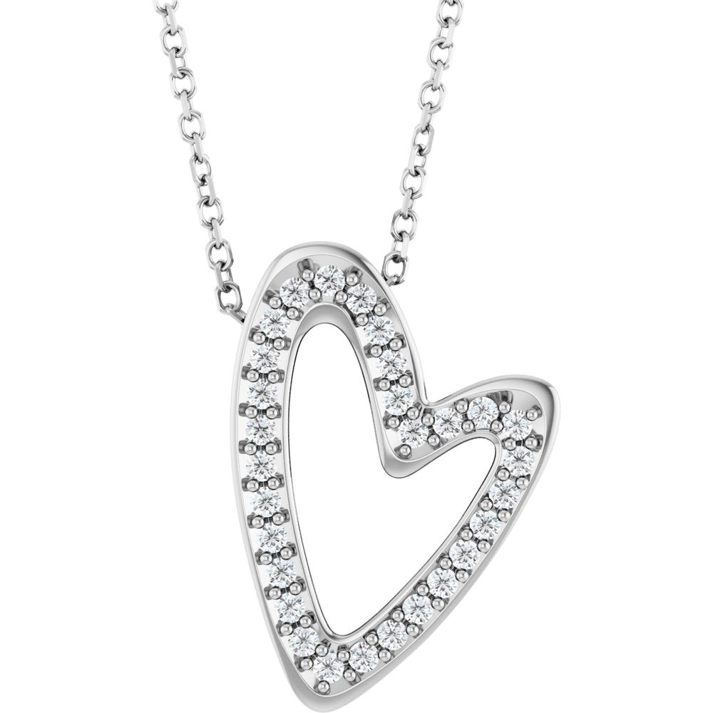 1/5 Ct Natural Diamond Dangling Heart Slide Necklace | Pendant In Sterling Silver