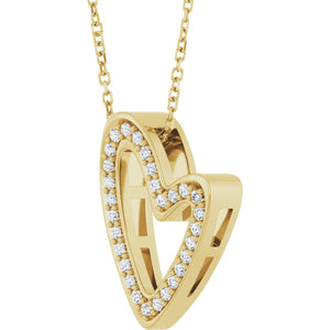 1/5 Ct Natural Diamond Dangling Heart Slide Necklace | Pendant In Sterling Silver