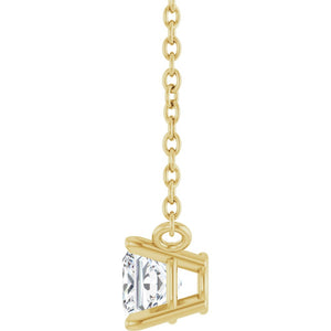 Princess Cut 1/2 Ct Natural Diamond Solitaire Pendant In 14K White Gold