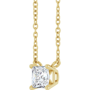 Princess Cut 1/2 Ct Natural Diamond Solitaire Pendant In 14K White Gold