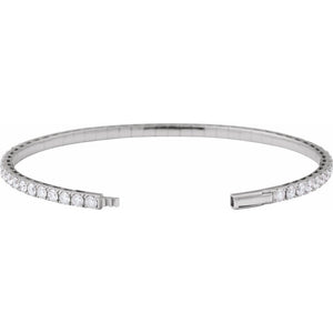 Flexible Lab-Grown Diamond Solid 14K Yellow Gold Bangle Bracelet