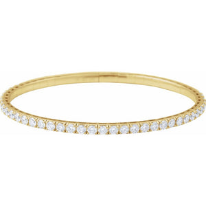 Flexible Lab-Grown Diamond Solid 14K Yellow Gold Bangle Bracelet