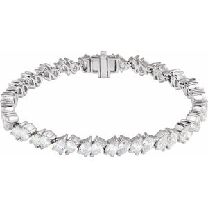 9 1/2 Ct Pear Shaped Lab-Grown Diamond Line Bracelet In 14K White Gold