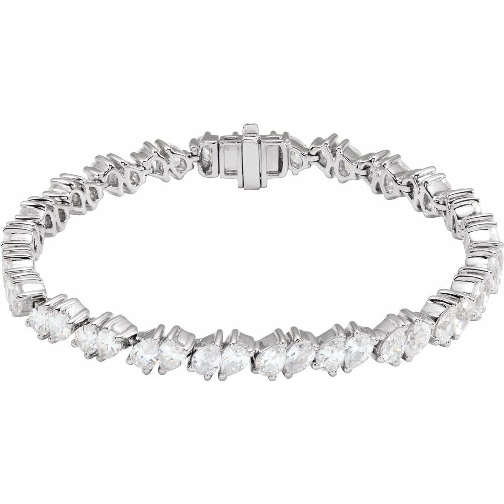 9 1/2 Ct Pear Shaped Lab-Grown Diamond Line Bracelet In 14K White Gold