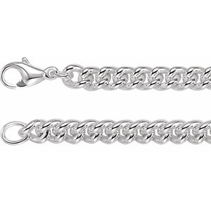 8mm Curb Chain Statement Necklace In Solid Sterling Silver