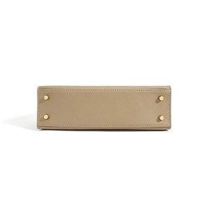 The Via Spiga 8.6 Inch Top Handle Leather Bag In Caramel