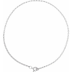 14K White Gold 1.1mm Rolo Chain Link Necklace