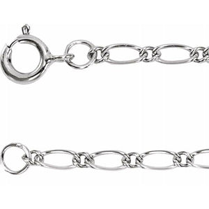 14K White Gold 1.5mm Figaro Chain Link Necklace