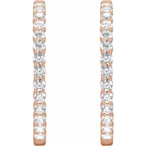 14K Gold Inside-Outside Lab-Grown White Diamond Hoop Earrings