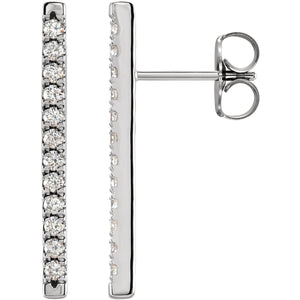 Les Petits Diamants Platinum Parisian Diamond Bar Earrings