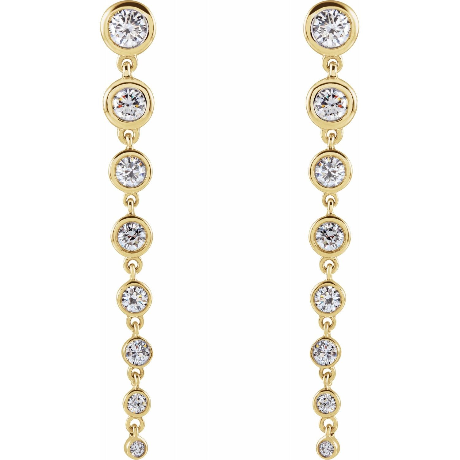 Diamond Drop Chain Earrings, Yellow Gold / 14K / Lab Grown