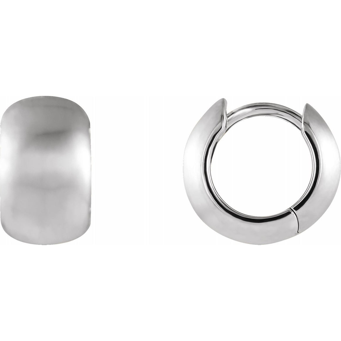 Brushed Platinum 11.5 mm Huggie Hoop Earrings