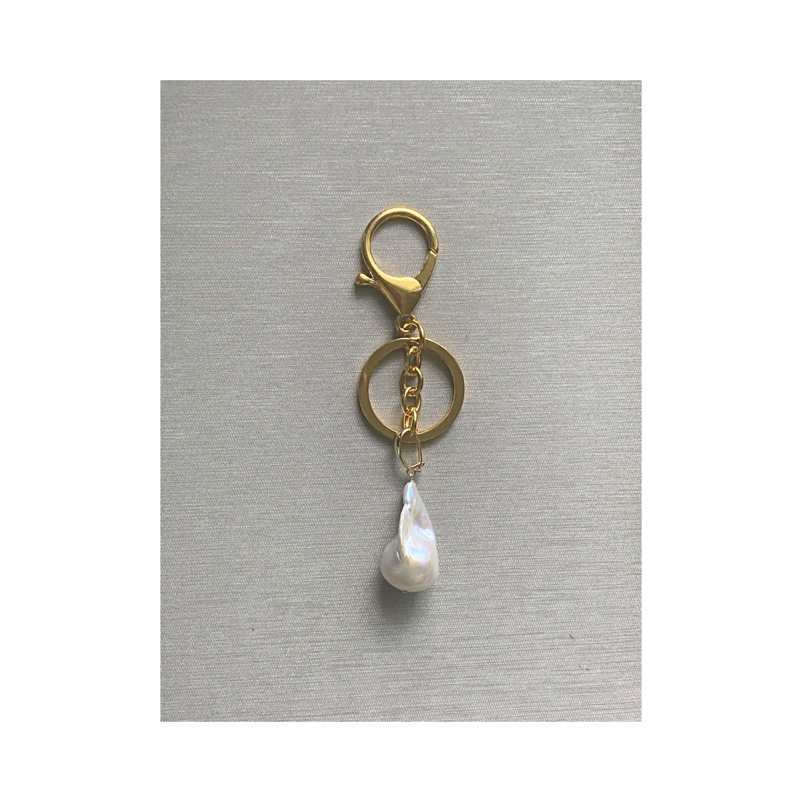Gold Plated Baroque Freshwater Pearl Keychain / Pendant - Jean Joaillerie