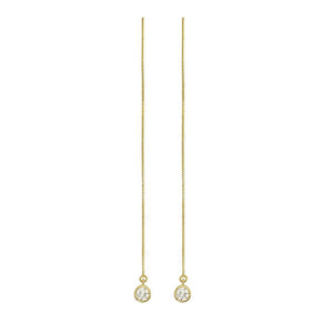 14K Rose Gold Lab-Grown Diamond Bezel Box Chain Adjustable Threader Earrings